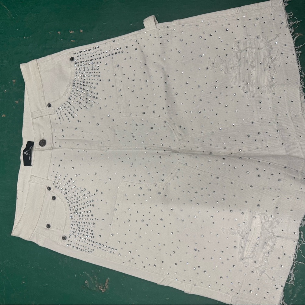 Paper Money Jeans White with Crystals Size 30